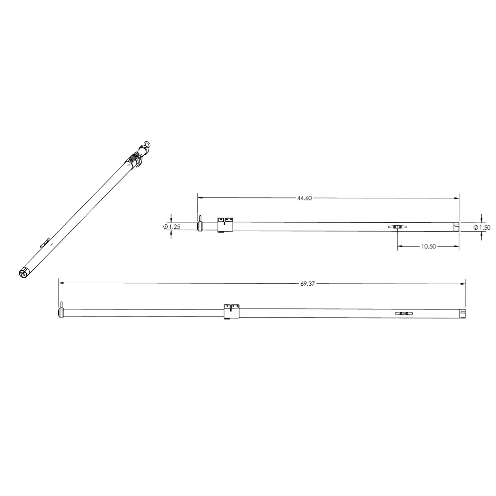TACO Marine Tele-Sun Aluminum Shade Poles, 44.6-69.37 in, 2pk — Quality Boat Parts