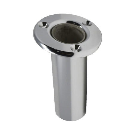 TACO Marine Flush Mount Rod Holder, 10 Degree, Aluminum, Round Flange, 5-1/2 in Tube — Quality Boat Parts