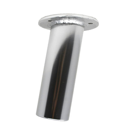 TACO Marine Flush Mount Rod Holder, 10 Degree, Aluminum, Round Flange, 5-1/2 in Tube — Quality Boat Parts