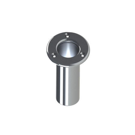TACO Marine Flush Mount Rod Holder, 10 Degree, Aluminum, Round Flange, 5-1/2 in Tube — Quality Boat Parts