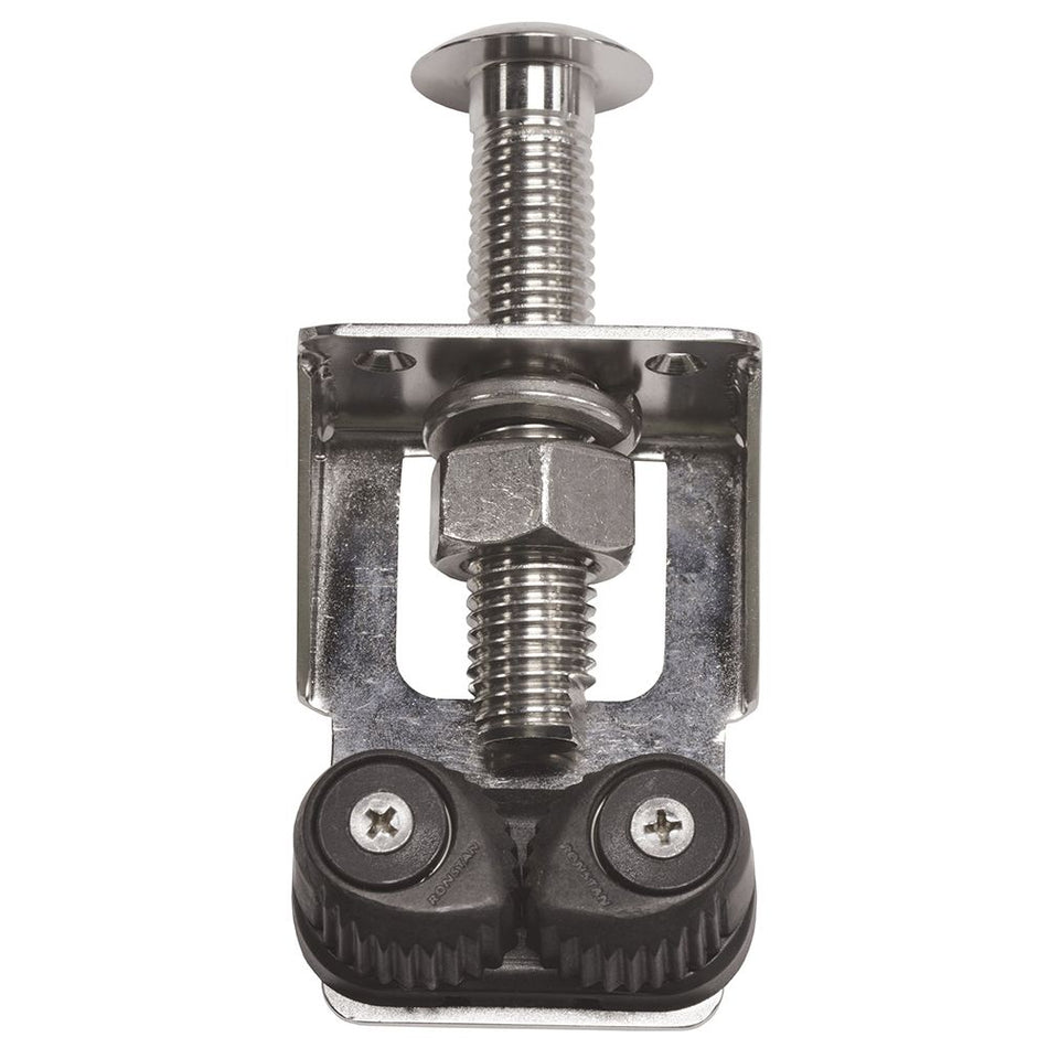 TACO Marine Outrigger Line Tensioner, SS316, 1 to 2-1/2 in Gunnels, Ronstan Cam Cleat, 1/8 to 1/4 in Rope — Quality Boat Parts