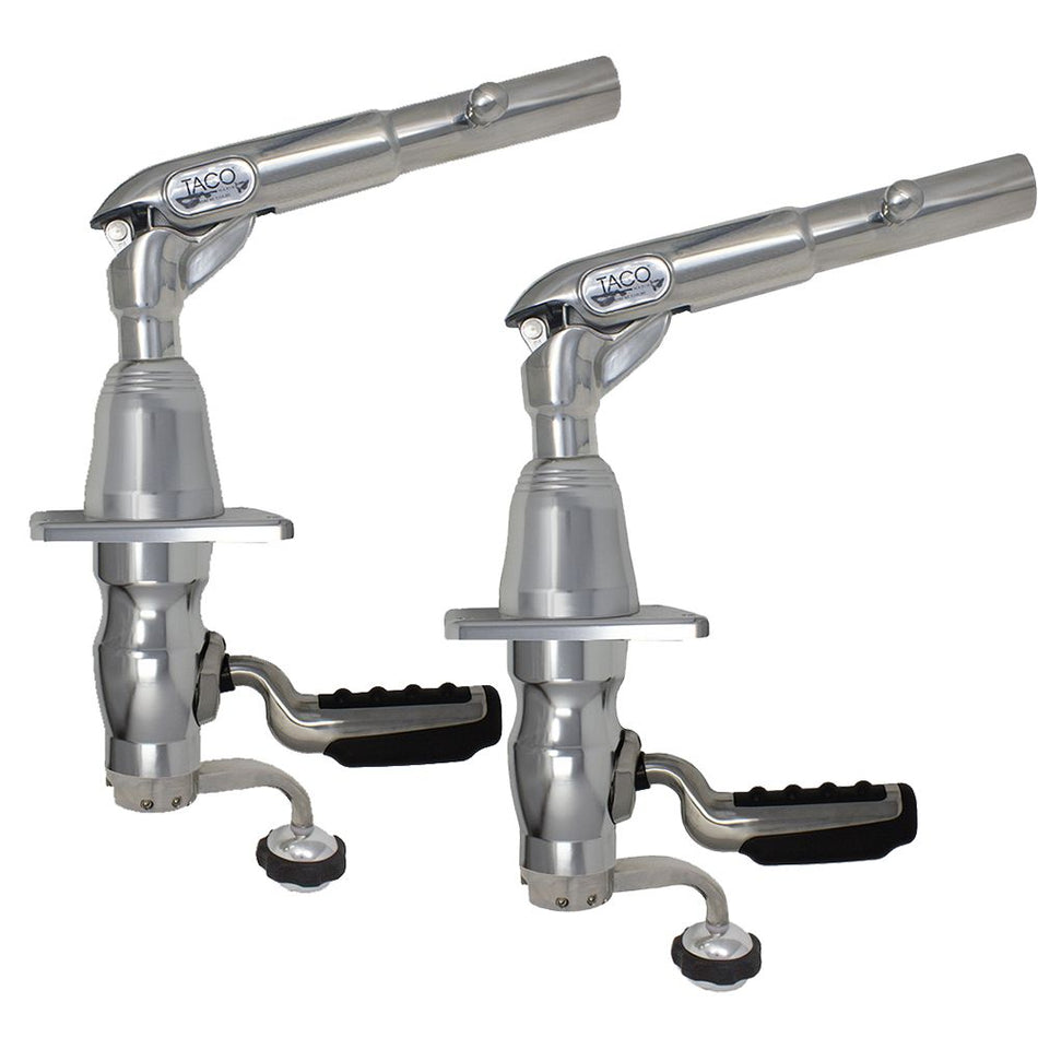 TACO Marine Grand Slam 390XL Outrigger Top Mount, For 1-1/2 in Outriggers, Up to 4 in Tops, Type-316L SS, Machined Aluminum, Pair — Quality Boat Parts