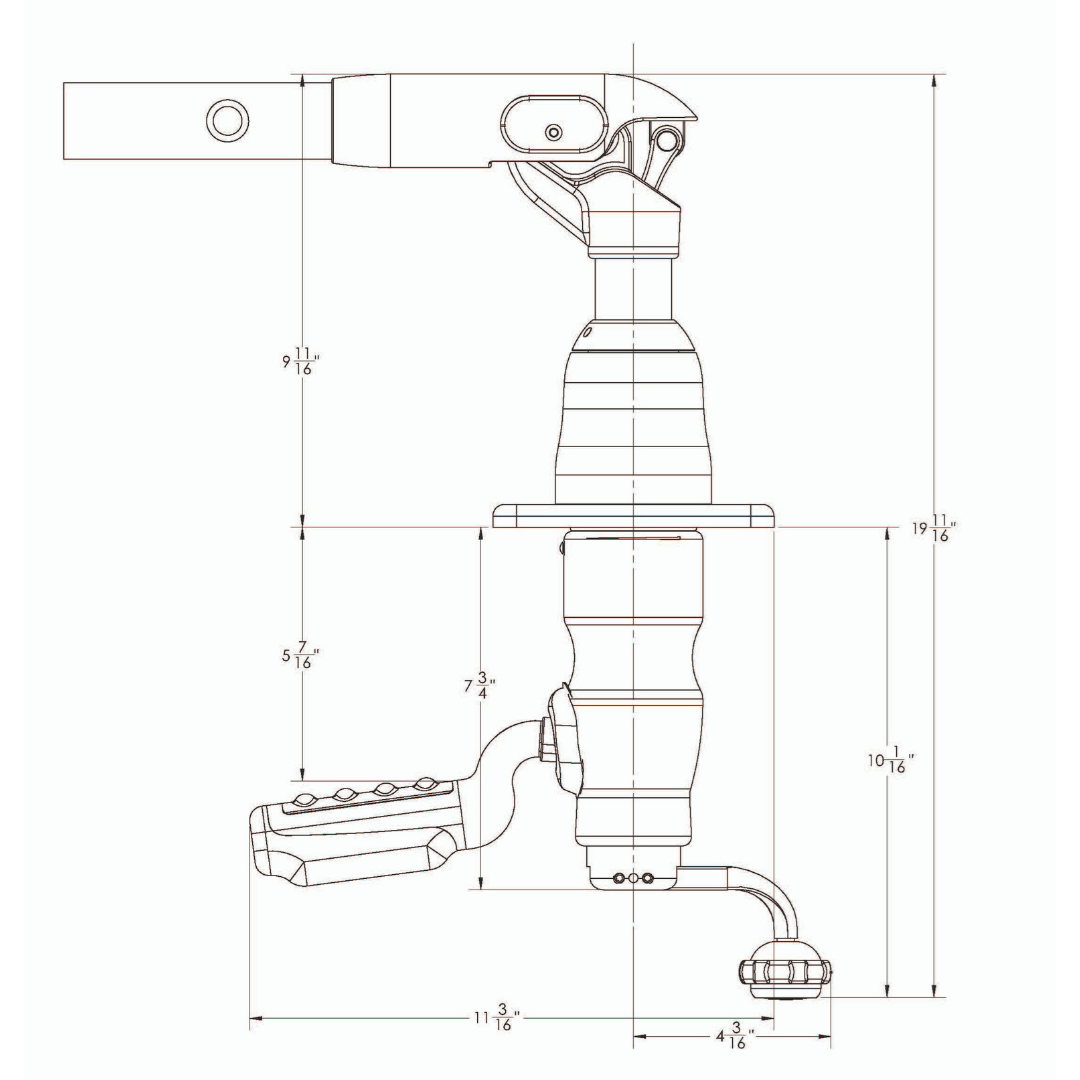 TACO Marine Grand Slam 390 Outrigger Mount, 180° Handle, For 1-1/2 in Outriggers, 45° Lift, 316L SS — Quality Boat Parts