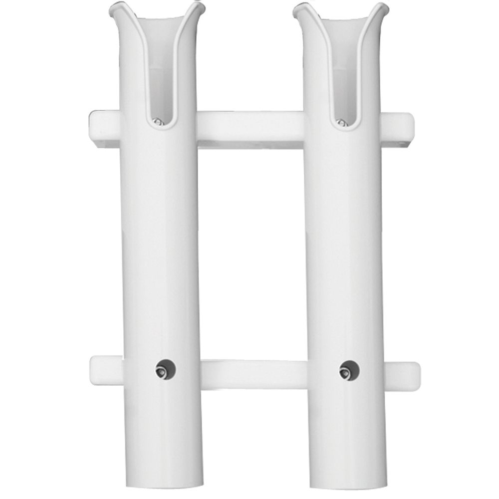 TACO Marine 2-Rod Deluxe Poly Rod Rack, White Rack, UV-Stabilized Polyethylene, Knife and Plier Slots — Quality Boat Parts