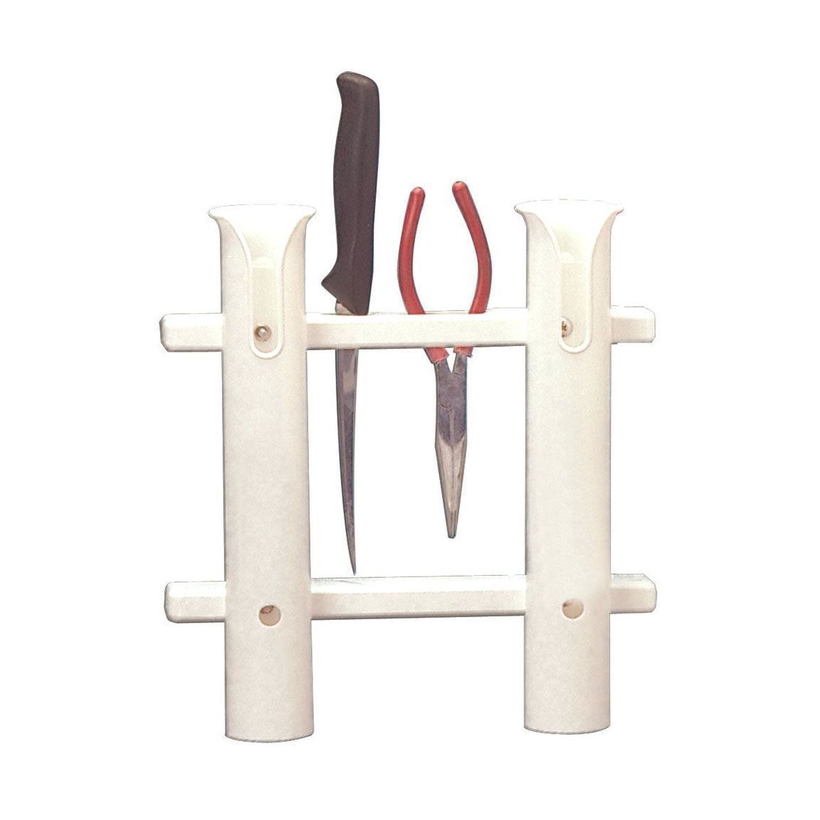 TACO Marine 2-Rod Deluxe Poly Rod Rack, White Rack, UV-Stabilized Polyethylene, Knife and Plier Slots — Quality Boat Parts