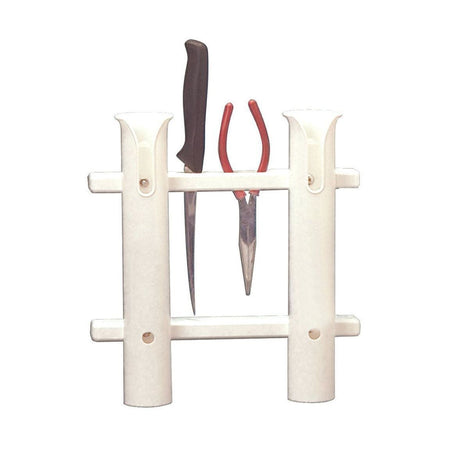 TACO Marine 2-Rod Deluxe Poly Rod Rack, White Rack, UV-Stabilized Polyethylene, Knife and Plier Slots — Quality Boat Parts