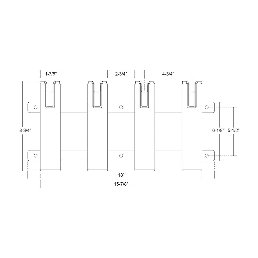 TACO Marine 4-Rod Aluminum Poly Rod Rack, 1-1/2 in ID, 18 in — Quality Boat Parts