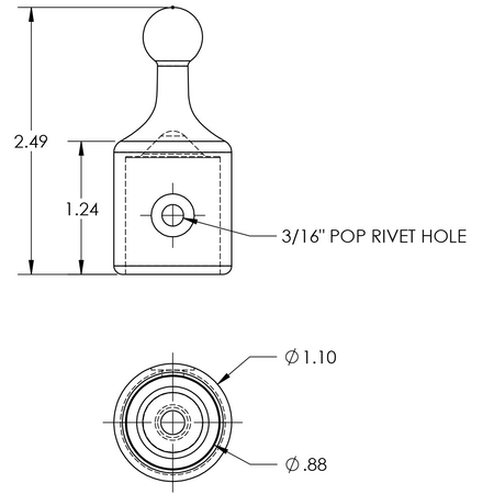 TACO Marine Ball & Socket Top Cap, For 7/8 in Tube, SS316L, Set Screw — Quality Boat Parts