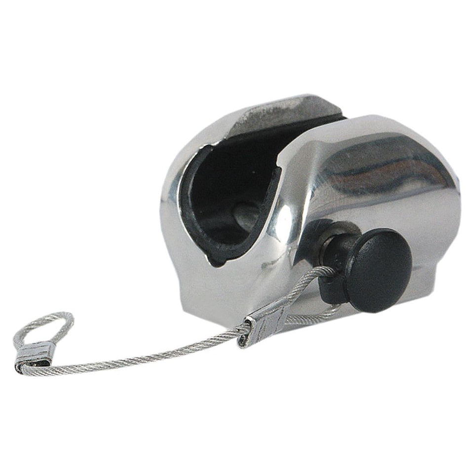 TACO Marine Ball & Socket Flat Deck Hinge, Pin & Lanyard, For 7/8 in Tube, SS316L — Quality Boat Parts