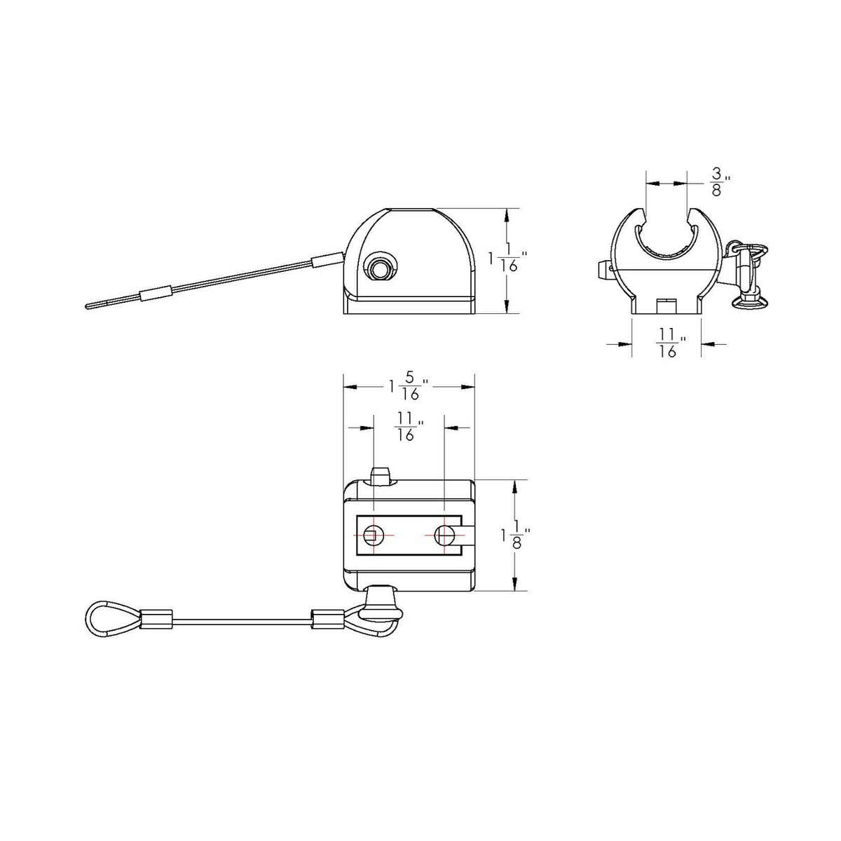 TACO Marine Ball & Socket Flat Deck Hinge, Pin & Lanyard, For 7/8 in Tube, SS316L — Quality Boat Parts