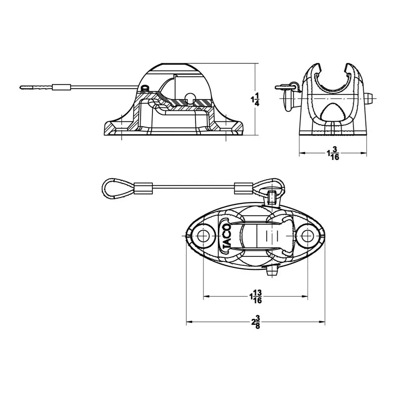 TACO Marine Deck Hinge with Pin & Lanyard, Type 316L SS, Flat Mount — Quality Boat Parts