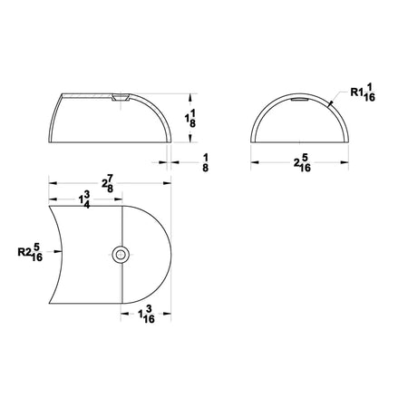 TACO Marine Rub Rail End Cap, For V21-9502, 2-19/64 in Width, SS316, Polished — Quality Boat Parts