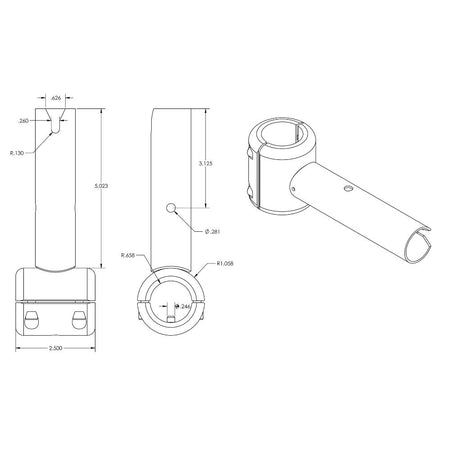 TACO Marine ShadeFin Fixed Clamp-On Mount, 3/4 in or 1 in Pipe, 1-1/4 in Tube, 316L SS — Quality Boat Parts