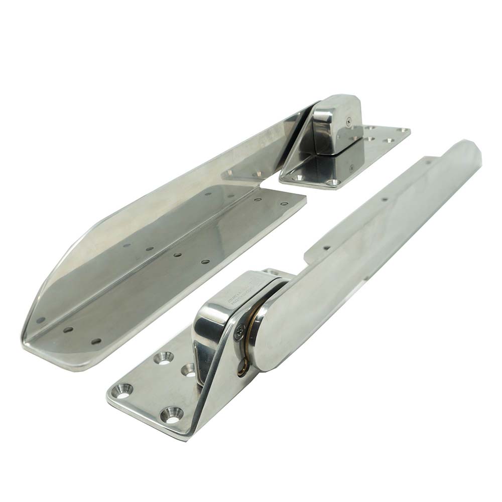 TACO Marine Command Ratchet Hinges, 18-1/2 in, Polished SS316L, 61.5 Degree Lock, Pair — Quality Boat Parts