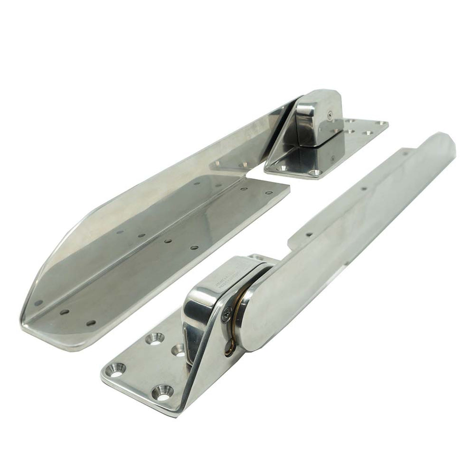 TACO Marine Command Ratchet Hinges, 18-1/2 in, Polished SS316L, 61.5 Degree Lock, Pair — Quality Boat Parts