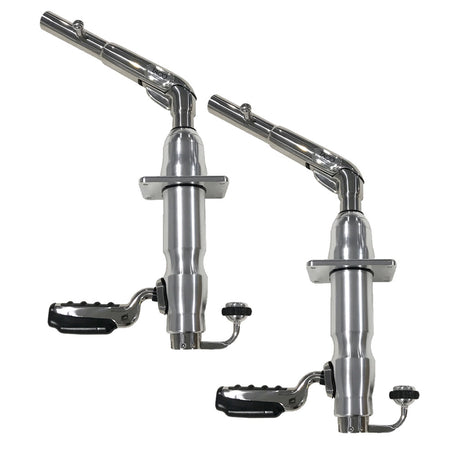 TACO Marine Grand Slam 390XL Outrigger Mounts, 180° Handle, 4-1/2 in Hardtops, 35° Upward Lift, Pair — Quality Boat Parts