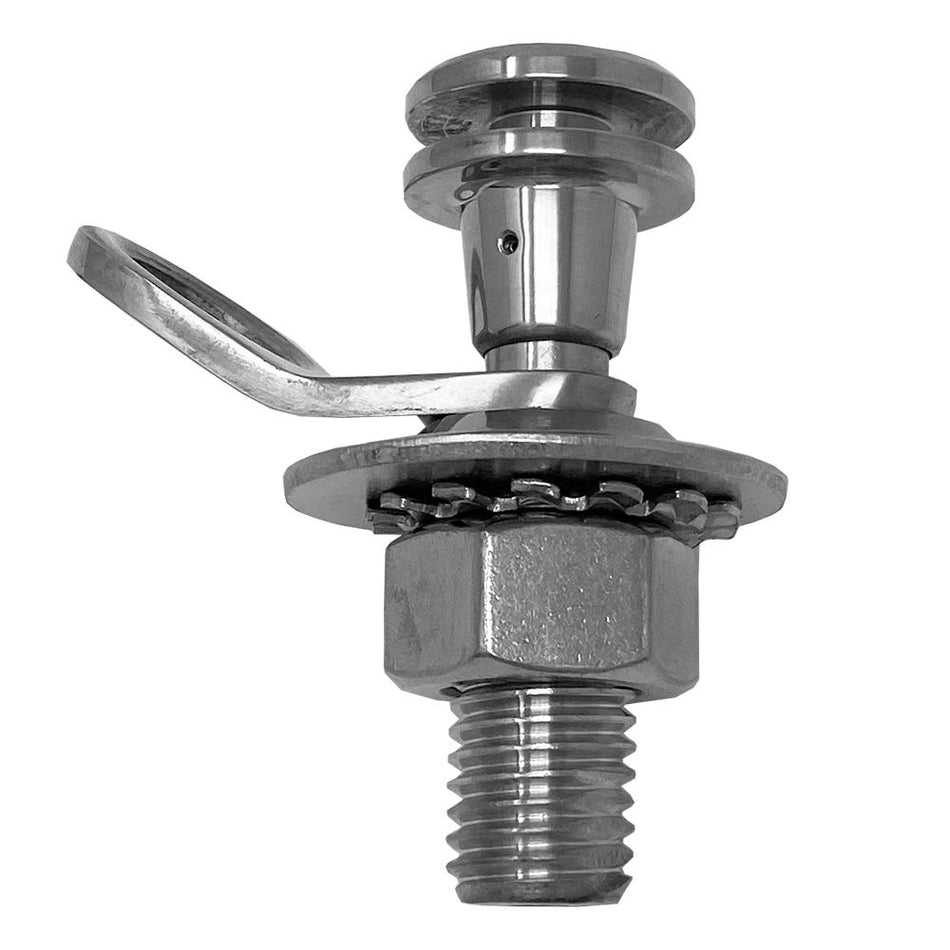 TACO Marine Quick Release Fender Lock Kit, For Fiberglass Boats, 316L Stainless Steel, High-Polished Finish, 1-11/16 in Above Deck, 1 in Button, 7/8 in Line Hole — Quality Boat Parts