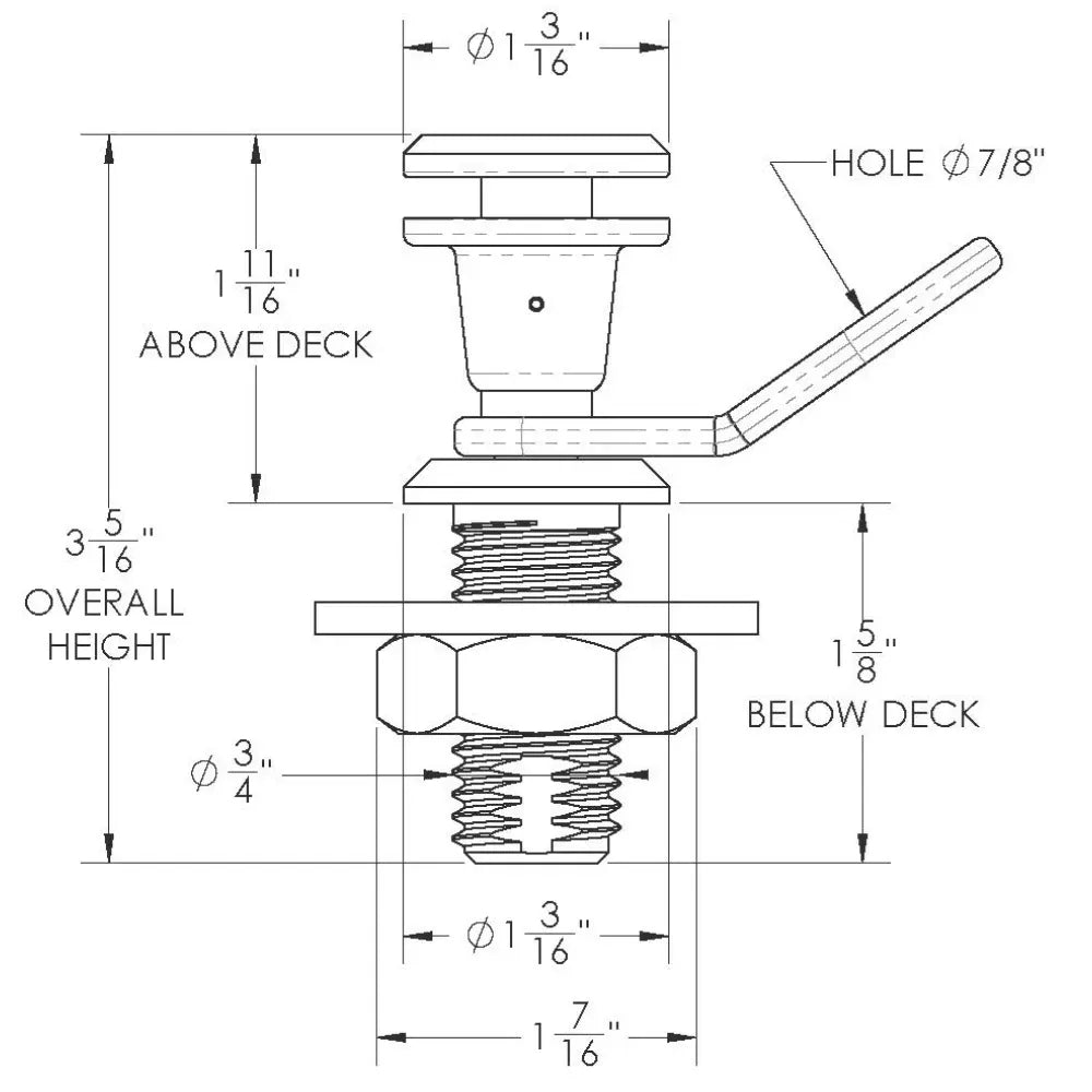 TACO Marine Quick Release Fender Lock Kit, For Fiberglass Boats, 316L Stainless Steel, High-Polished Finish, 1-11/16 in Above Deck, 1 in Button, 7/8 in Line Hole — Quality Boat Parts