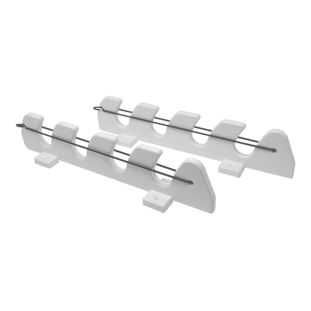 TACO Marine 4-Rod Bungee Rod Holder, Pair, White UV-Stabilized HDPE — Quality Boat Parts