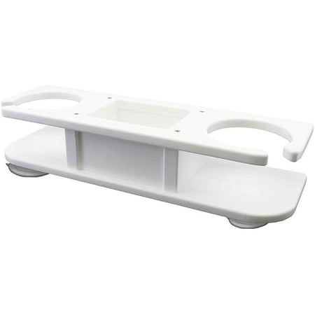 TACO Marine 2-Drink Poly Holder with Catch-All, White Polyethylene, Suction-Cup Mount — Quality Boat Parts