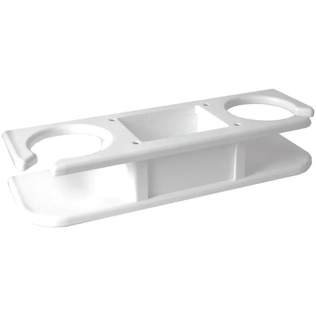 TACO Marine 2-Drink Poly Holder with Catch-All, White Polyethylene, Suction-Cup Mount — Quality Boat Parts