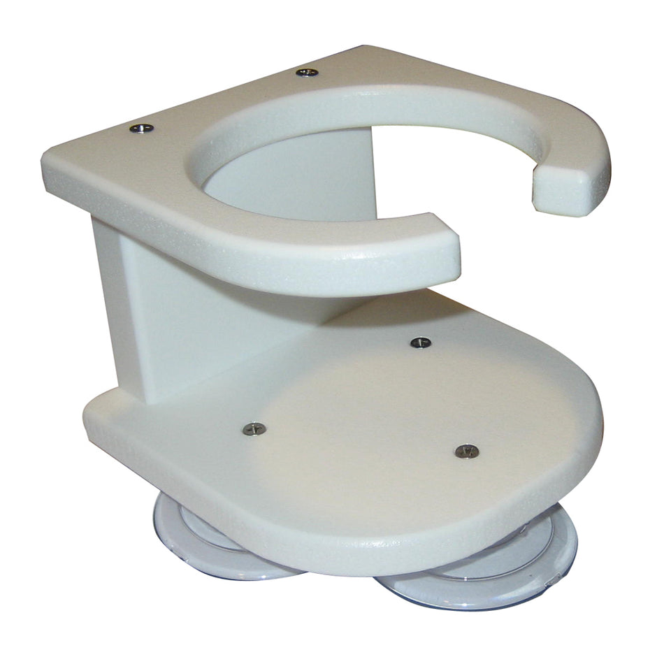 TACO Marine 1-Drink Poly Cup Holder, Suction Cup Mount, White UV-Stabilized HDPE — Quality Boat Parts
