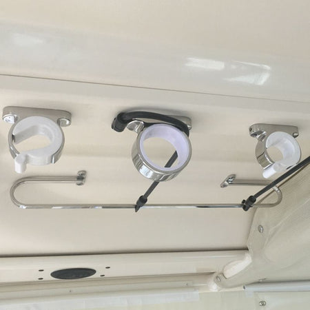 TACO Marine 3-Rod Hanger Rack, Polished SS316L, White Poly Rack — Quality Boat Parts