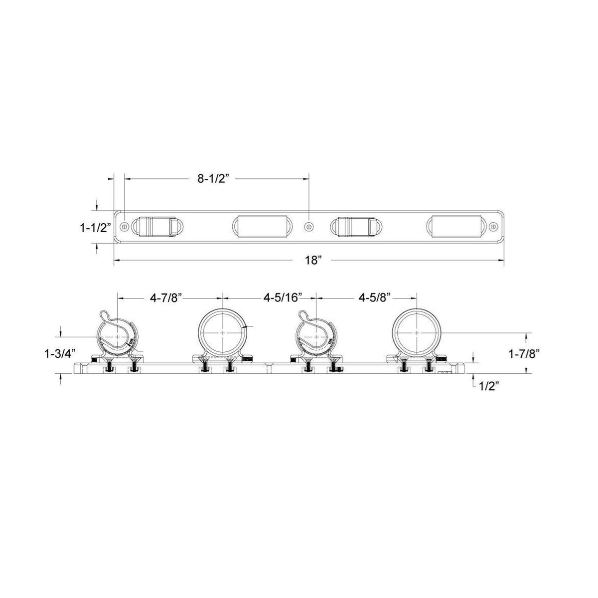 TACO Marine 4-Rod Hanger Rack, Polished 316L SS, White Poly Rack, Spring-Lock — Quality Boat Parts