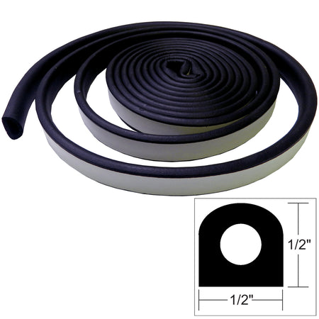 TACO Marine Weather Seal Tape, 10 ft x 1/2 in x 1/2 in, Black Rubber — Quality Boat Parts
