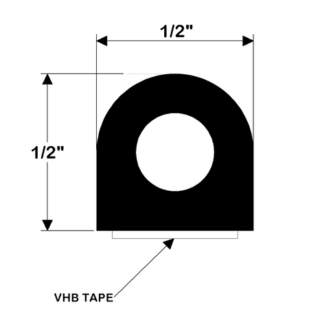 TACO Marine Weather Seal Tape, 10 ft x 1/2 in x 1/2 in, Black Rubber — Quality Boat Parts