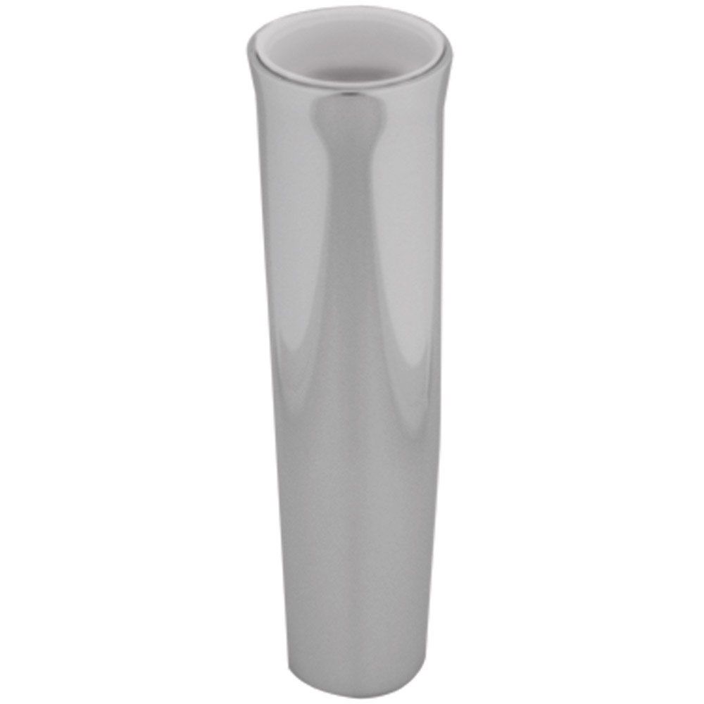TACO Marine Flared Weld-On Rod Holder, 9-3/4 in L, 1-3/4 in ID, Brite Anodized Aluminum, White PVC Liner — Quality Boat Parts