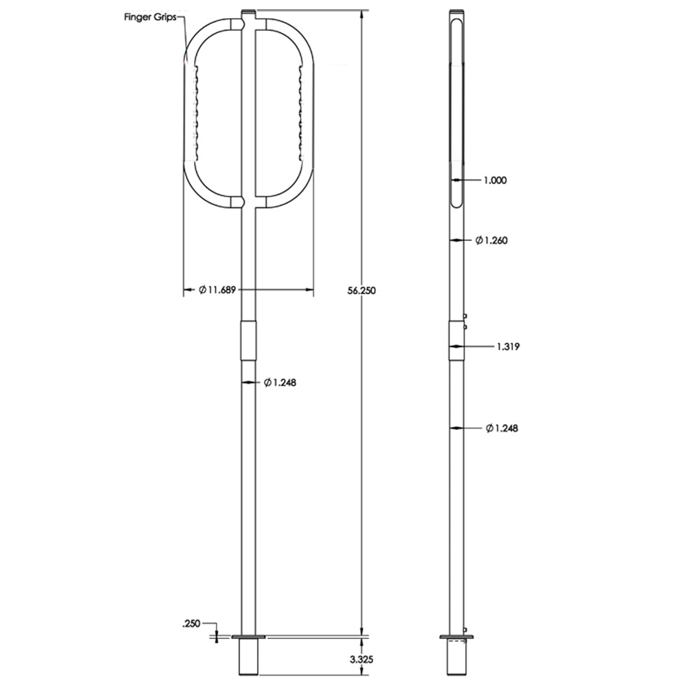TACO Marine Come On Board Boarding Handle, Fixed Base Mount, Type 304 SS — Quality Boat Parts
