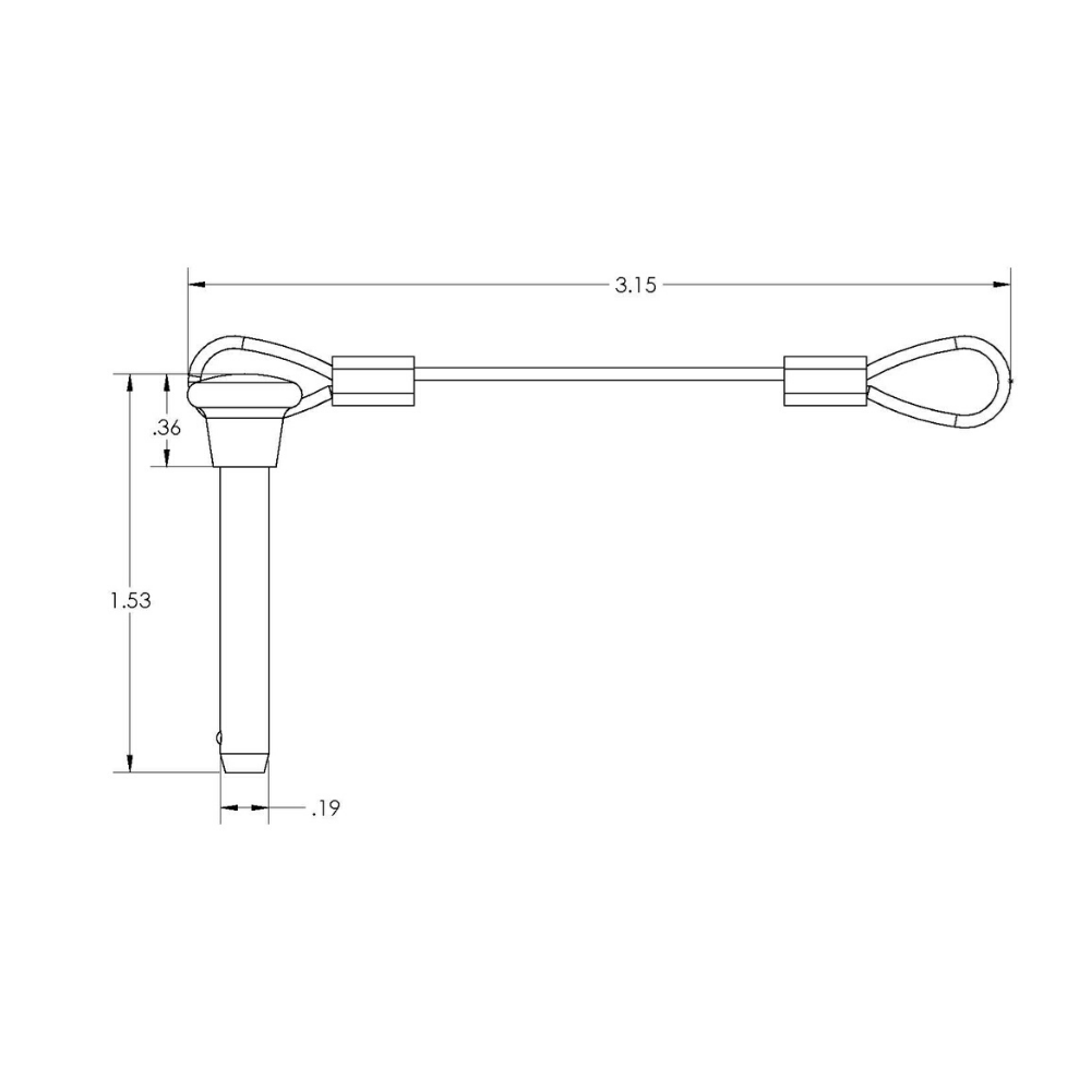 TACO Marine Stainless Steel Pin with Lanyard, Plastic Knob, Type 316L SS — Quality Boat Parts