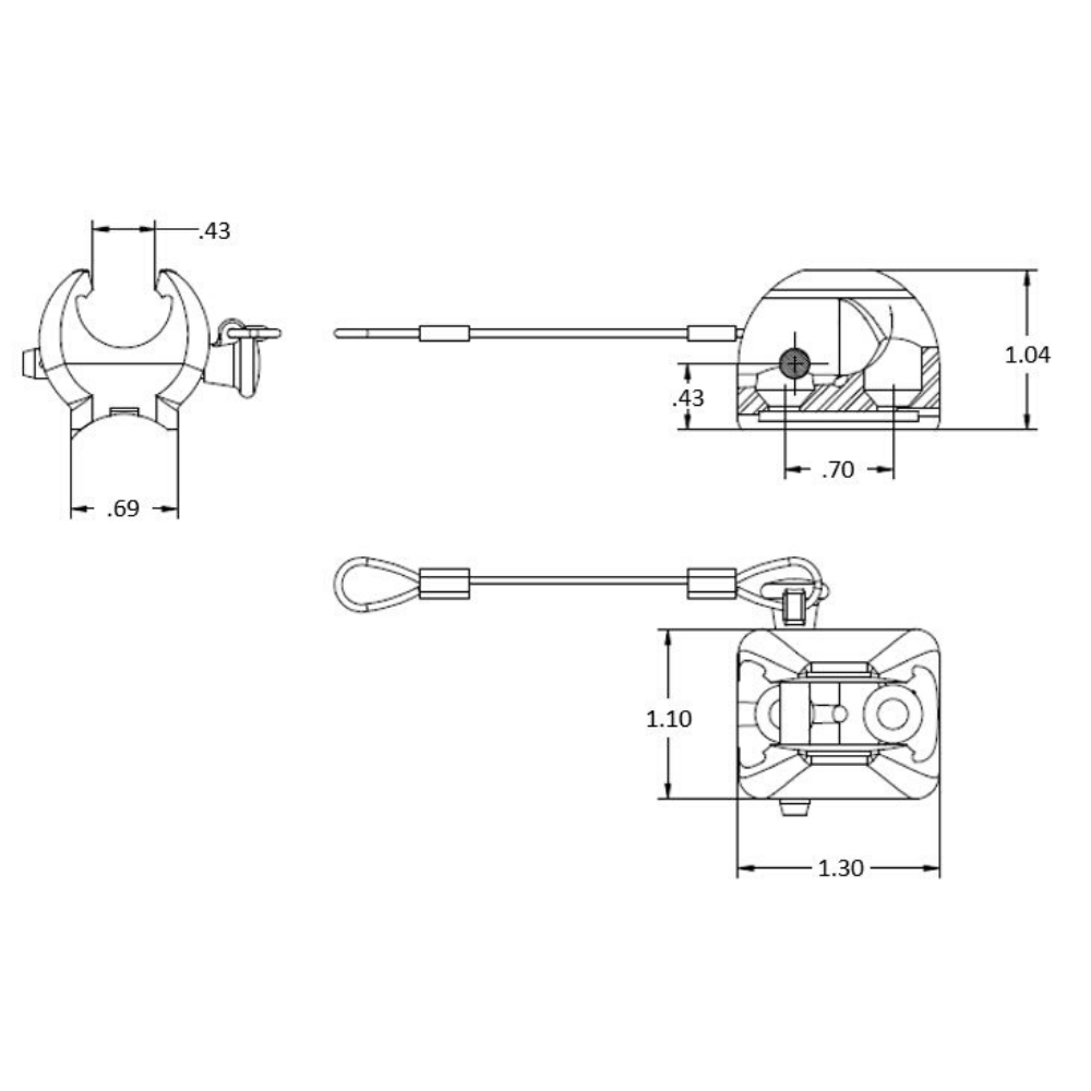 TACO Marine Ball & Socket Concave Deck Hinge with Pin & Lanyard, For 7/8 in O.D. Tube, Type-316L Polished Stainless Steel — Quality Boat Parts