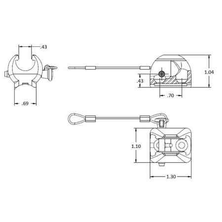 TACO Marine Ball & Socket Concave Deck Hinge with Pin & Lanyard, For 7/8 in O.D. Tube, Type-316L Polished Stainless Steel — Quality Boat Parts