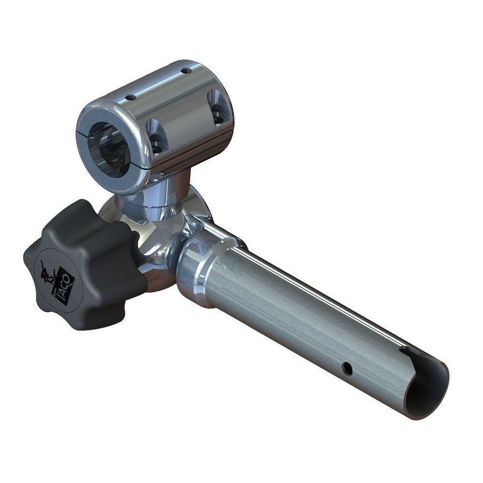 TACO Marine ShadeFin Adjustable Clamp-On Pipe Mount, 316L Stainless Steel, 3/4 in or 1 in Pipe, 1-1/4 in Tube — Quality Boat Parts