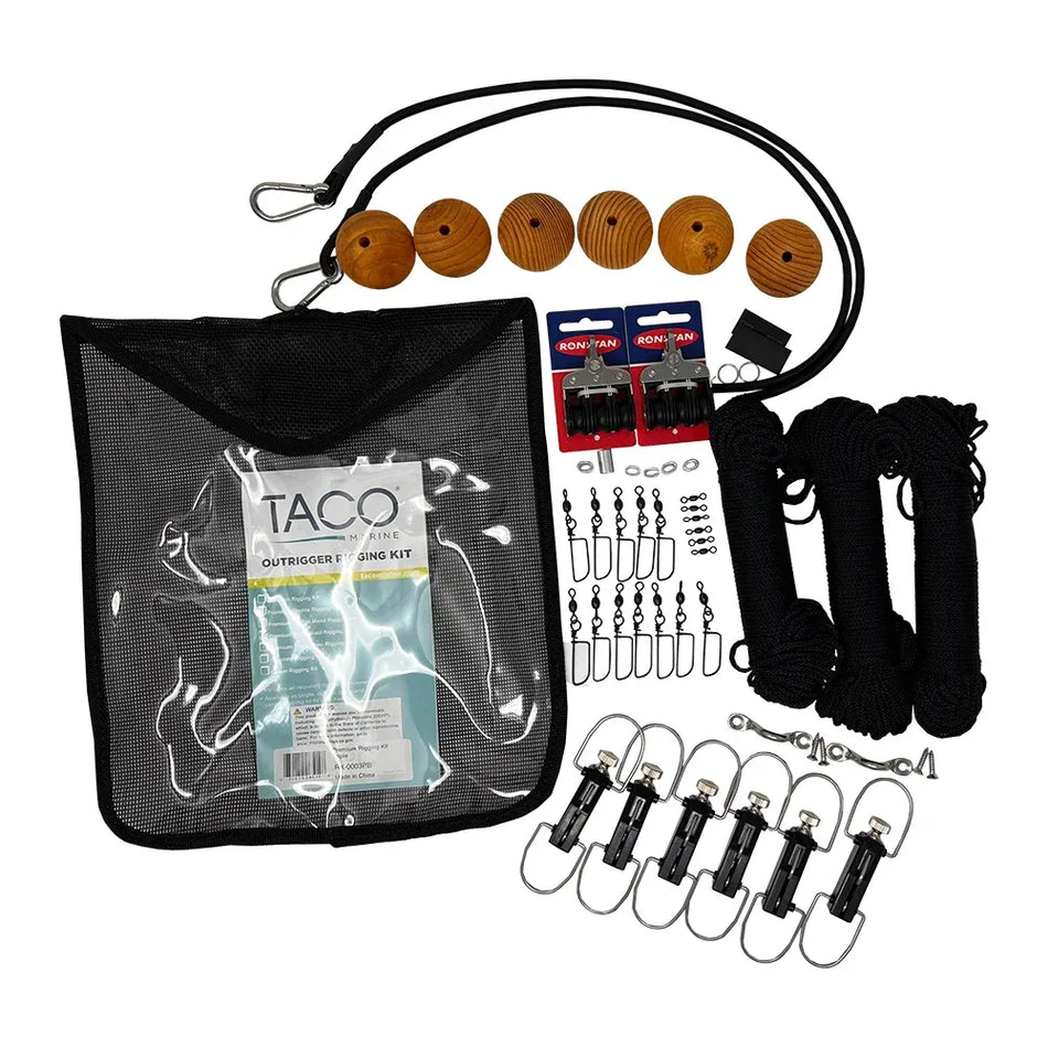 TACO Marine Premium Triple Braid Rigging Kit, For 18 ft Outriggers, 300 ft Dacron Cord — Quality Boat Parts