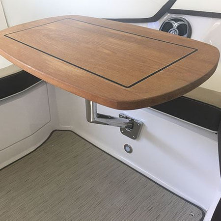 TACO Marine Side Mount Table Pedestal, Type 304 Stainless Steel, 17-3/4 in H, 12 in W, 1-5/8 in Tube, Polished — Quality Boat Parts