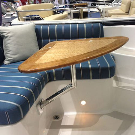 TACO Marine Side Mount Table Pedestal, Type 304 Stainless Steel, 17-3/4 in H, 12 in W, 1-5/8 in Tube, Polished — Quality Boat Parts