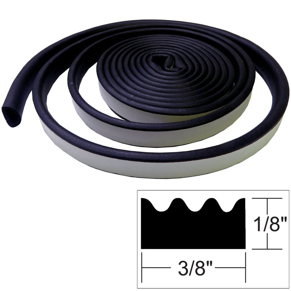 TACO Marine Weather Seal Tape, 10 ft, 3/16 in x 3/8 in, Black — Quality Boat Parts