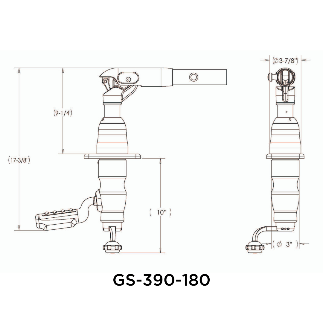 TACO Marine Grand Slam 390 Outrigger Mount, For 1-1/2 in Outriggers, Offset Handle, SS316L — Quality Boat Parts