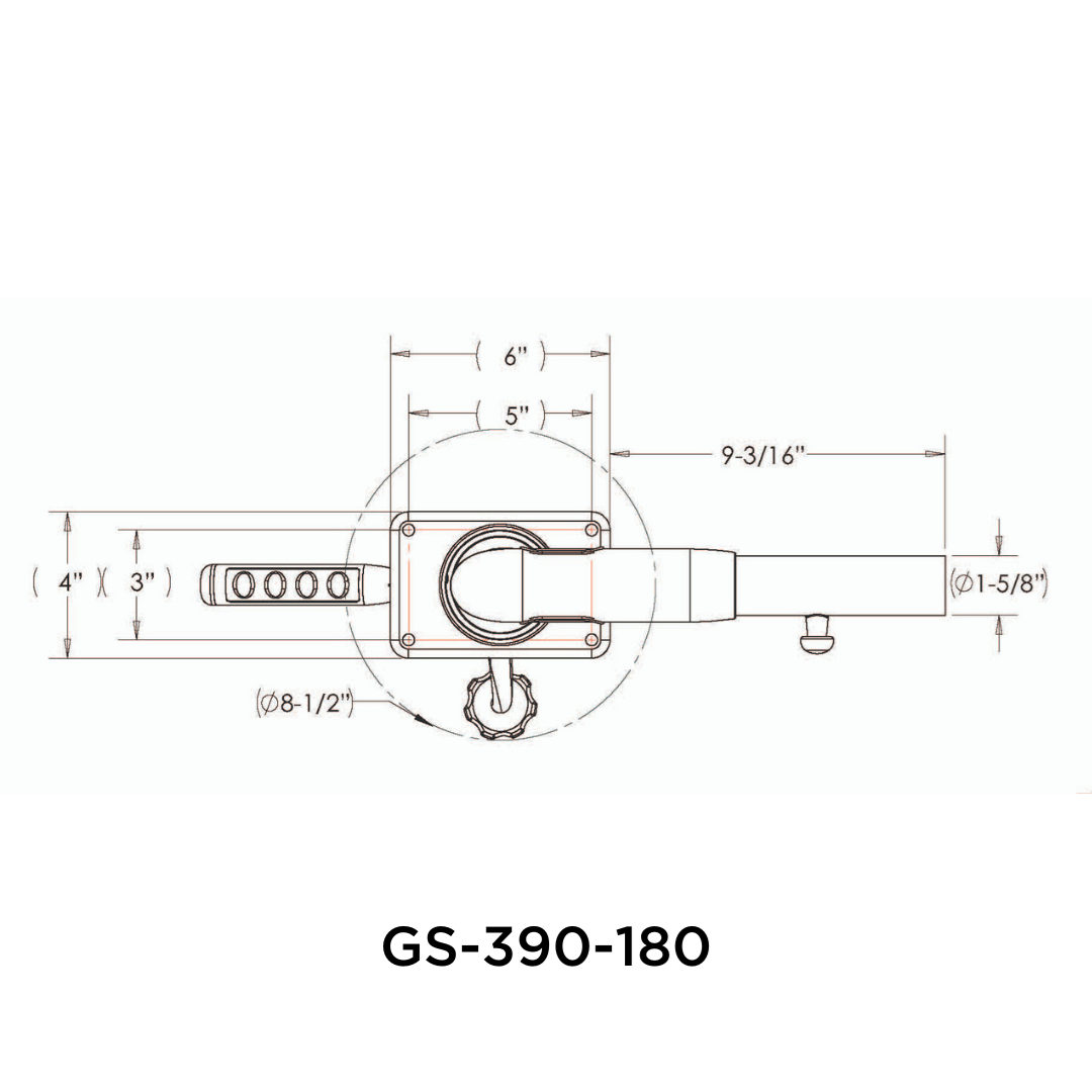 TACO Marine Grand Slam 390 Outrigger Mount, For 1-1/2 in Outriggers, Offset Handle, SS316L — Quality Boat Parts