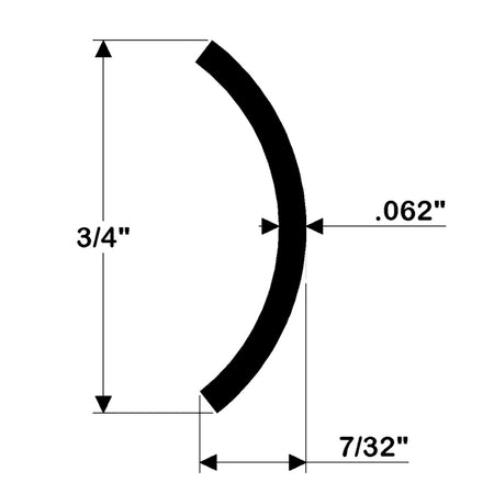TACO Marine Stainless Steel Hollow Back Rub Rail, 3/4 in x 6 ft, 304 SS, Polished — Quality Boat Parts