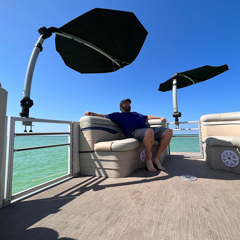 TACO Marine ShadeFin Mini Clamp Mount, Up to 2.25 in, 6061 Aluminum, Type 304 SS Rods, Misty Silver — Quality Boat Parts