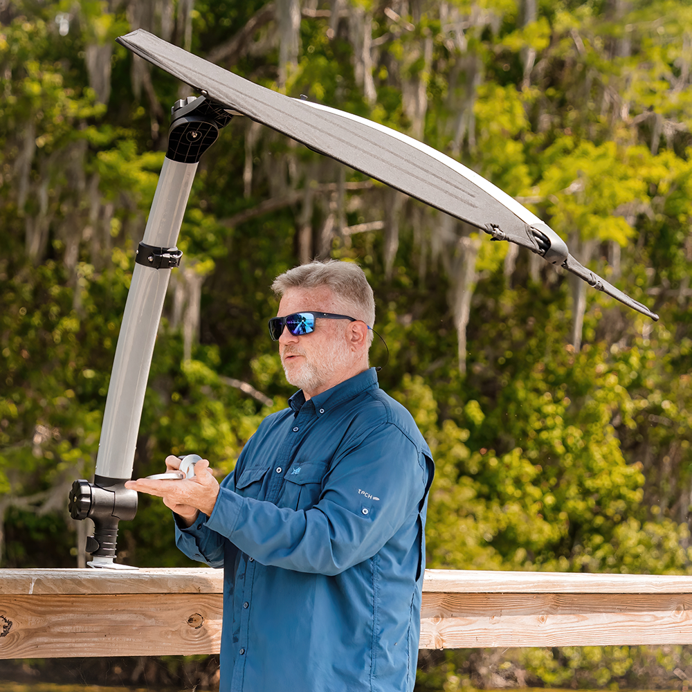 TACO Marine ShadeFin Mini Clamp Mount, Up to 2.25 in, 6061 Aluminum, Type 304 SS Rods, Misty Silver — Quality Boat Parts