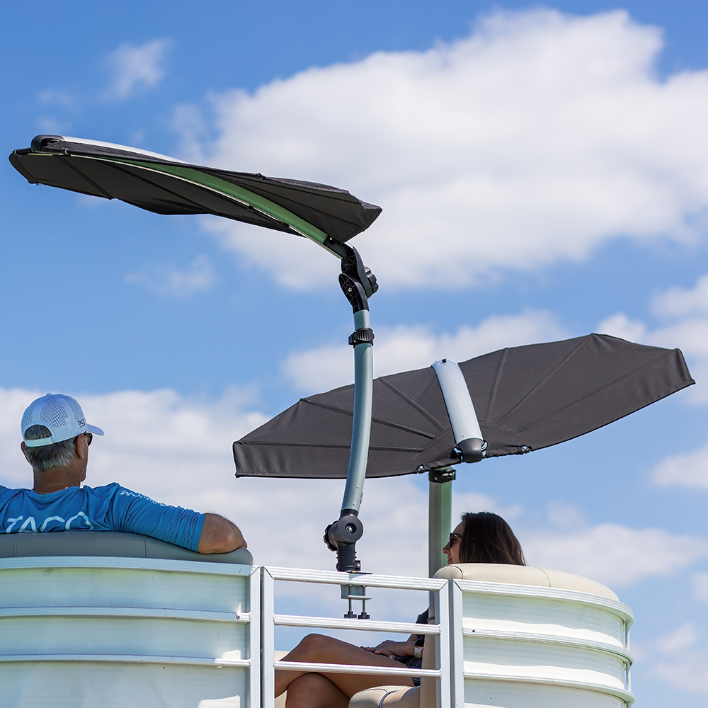 TACO Marine ShadeFin Mini Clamp Mount, Up to 2.25 in, 6061 Aluminum, Type 304 SS Rods, Misty Silver — Quality Boat Parts