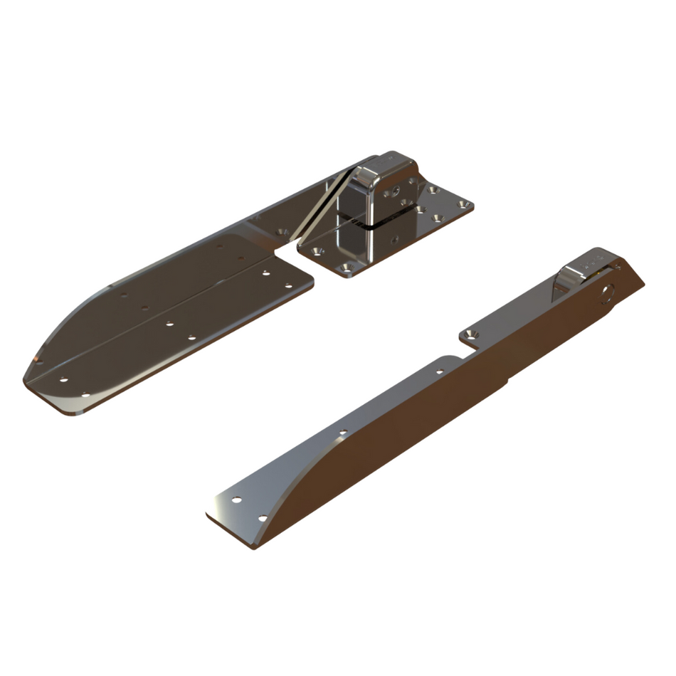 TACO Marine Command Ratchet Hinge, 18-1/2 in, 316 SS, Polished, Hard Stop, Pair — Quality Boat Parts