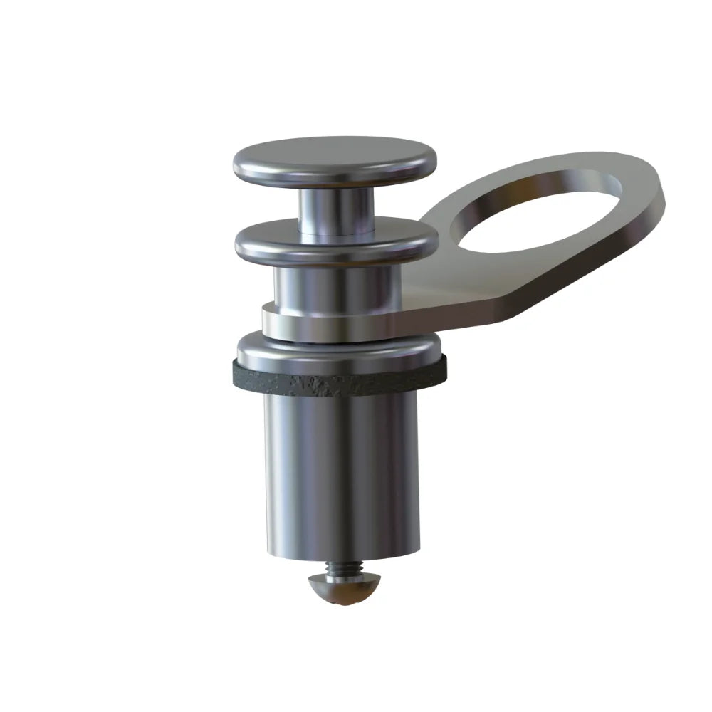 TACO Marine Quick Release Fender Lock, For Pontoon Boats, Fits 1 to 1-1/4 in Square Tube, 1 in Button, 6000-Series Aluminum, Satin Anodized — Quality Boat Parts