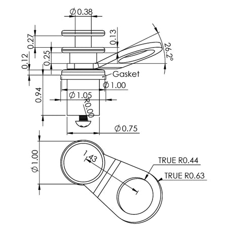 TACO Marine Quick Release Fender Lock, For Pontoon Boats, Fits 1 to 1-1/4 in Square Tube, 1 in Button, 6000-Series Aluminum, Satin Anodized — Quality Boat Parts