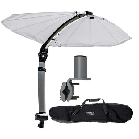 TACO Marine ShadeFin Mini Boat Shade, White Fabric, Square Rail Mount Kit, Bag — Quality Boat Parts